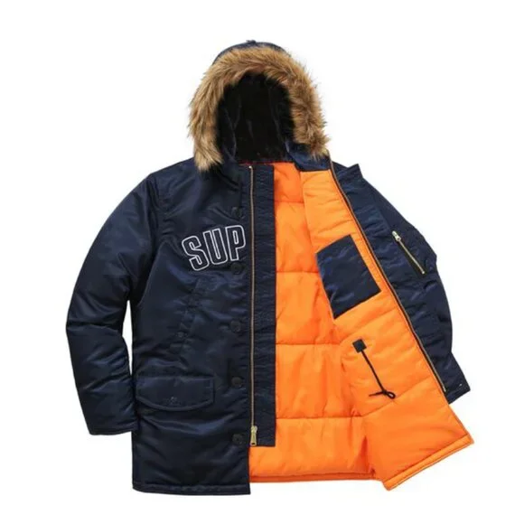 NEW Supreme ARC LOGO N-3B PARKA NAVY L